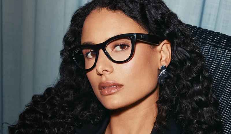 a woman wearing Ray-Ban Meta AI glasses